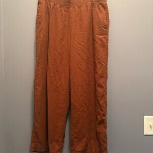Old Navy Pants Womens Size L Rust Brown Wide Leg High Rise Linen Blend